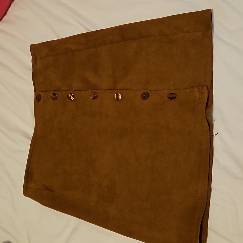 Brown Faux Suede High Waisted Mini Skirt Size S